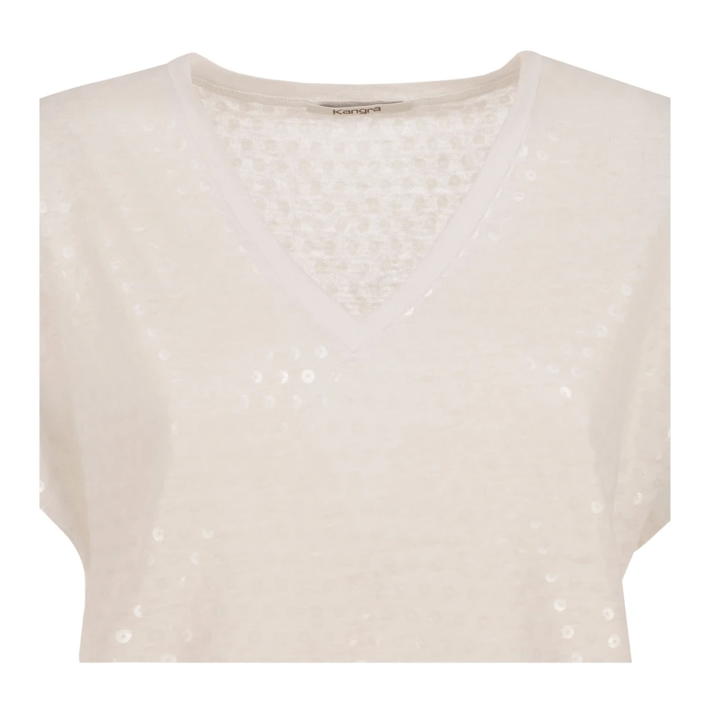 Kangra Witte T-shirts en Polos met Pailletten Print White Dames