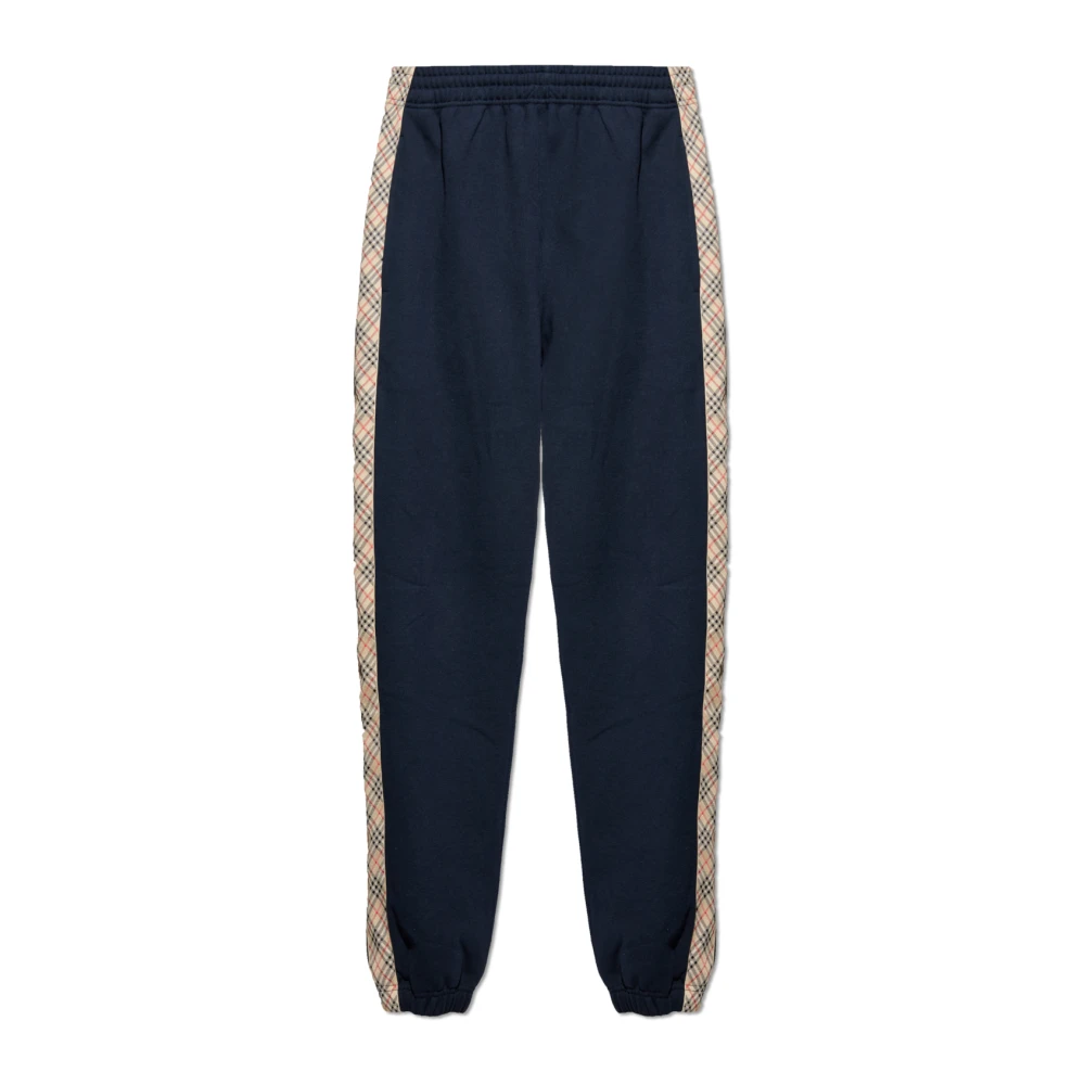 Burberry Men's Blue Sweatpants, M, Track Trousers With Side Stripes