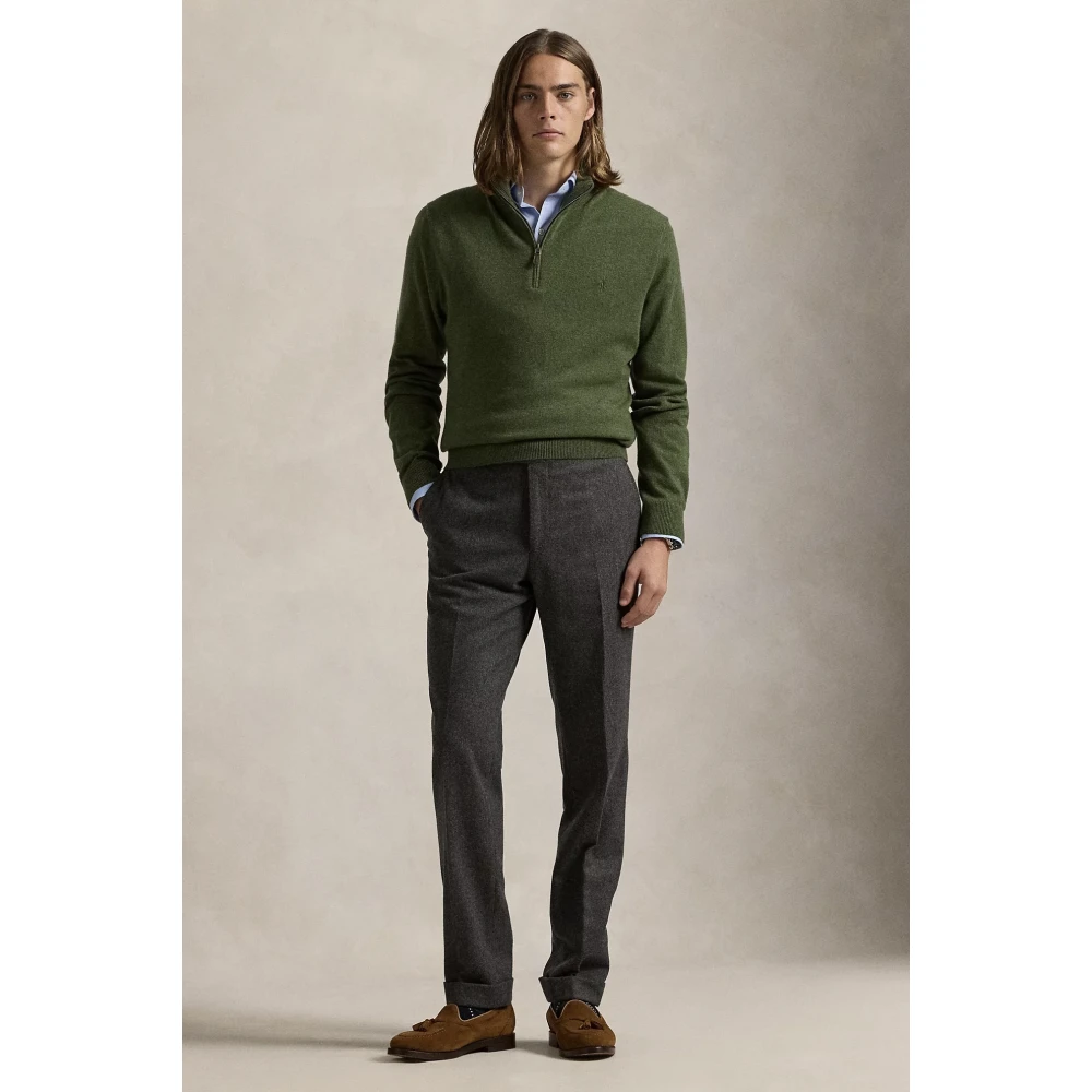 Ralph Lauren Klassieke Olijf Wool Quarter-Zip Jumper Green Heren