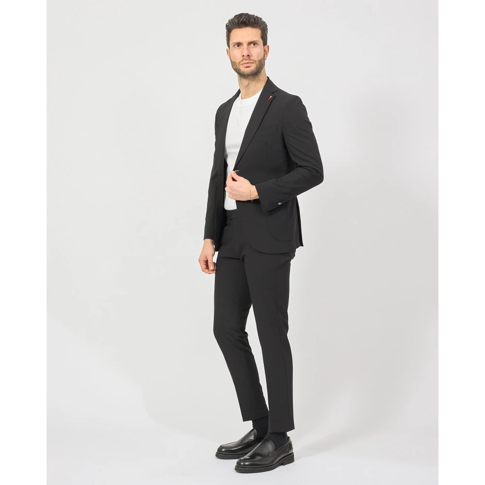 Mulish Zwarte Jurken Slim Fit Pak Black Heren