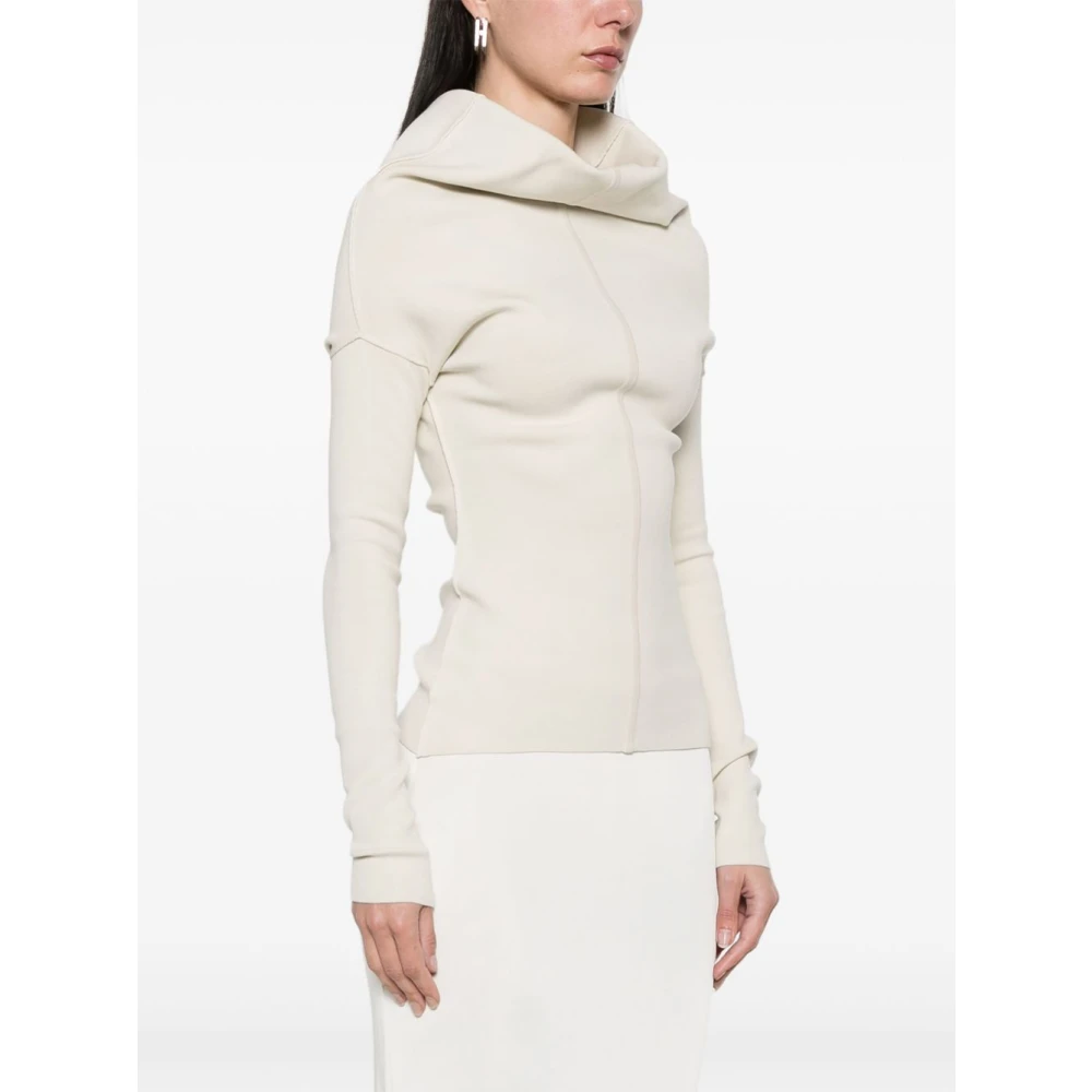 Rick Owens Ecru Top met Cowl Neck en Lange Mouwen Beige Dames