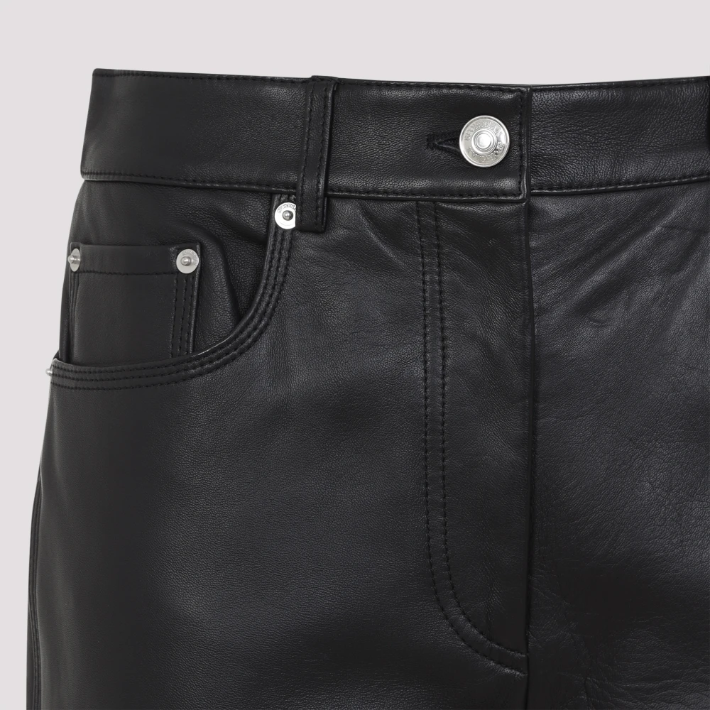 SPORTMAX Zwarte Leren Broek Black Dames