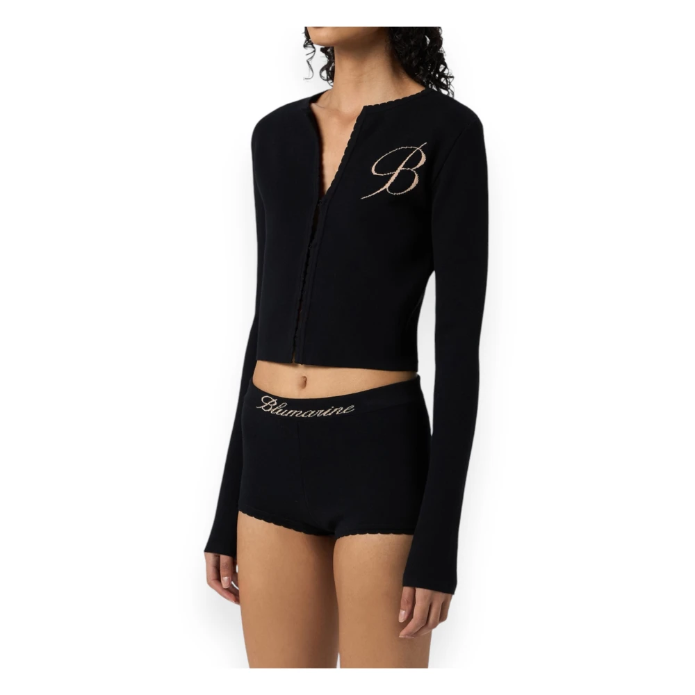 Blumarine Koreaanse Gebreide Logo Trui Black Dames
