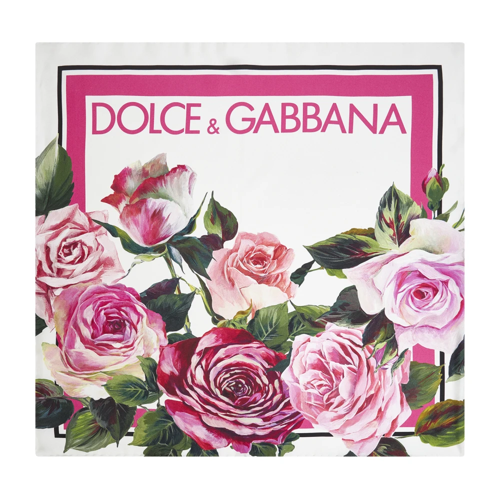 Dolce & Gabbana Zijden Rozenprint Vierkante Sjaal Multicolor Dames