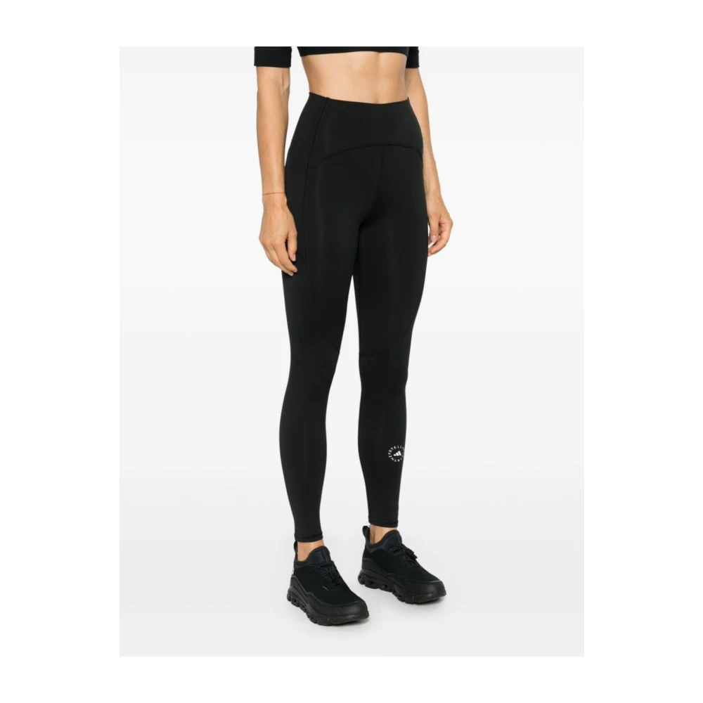 adidas by stella mccartney Zwarte Stretchbroek met Logodetails Black Dames