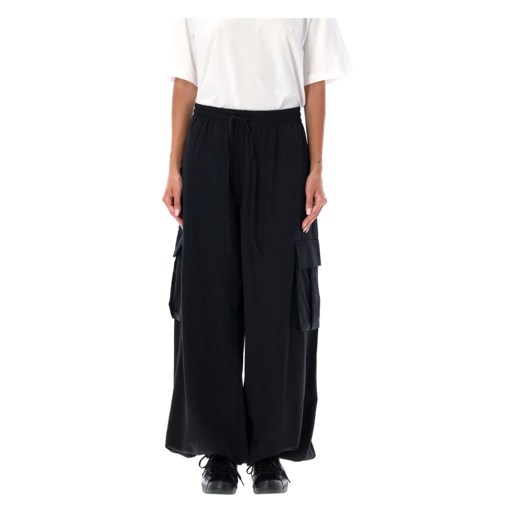 Y-3 Zwarte Twill Cargo Broek Black Dames