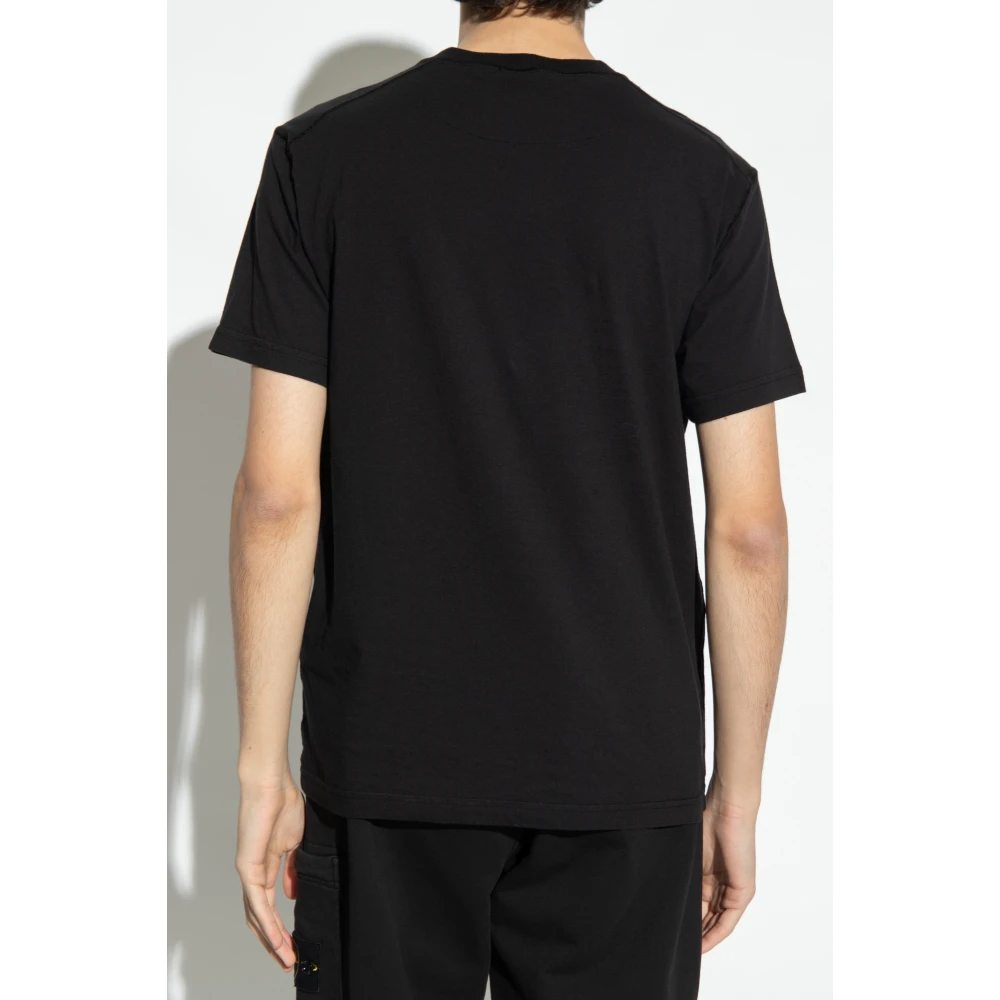 Stone Island T-shirt met logo patch Black Heren