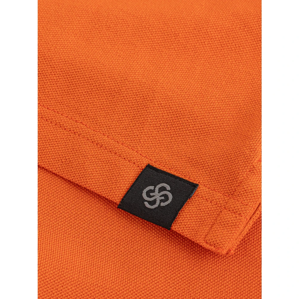 Gran Sasso Lange Mouw Piqué Polo Shirt Orange Heren