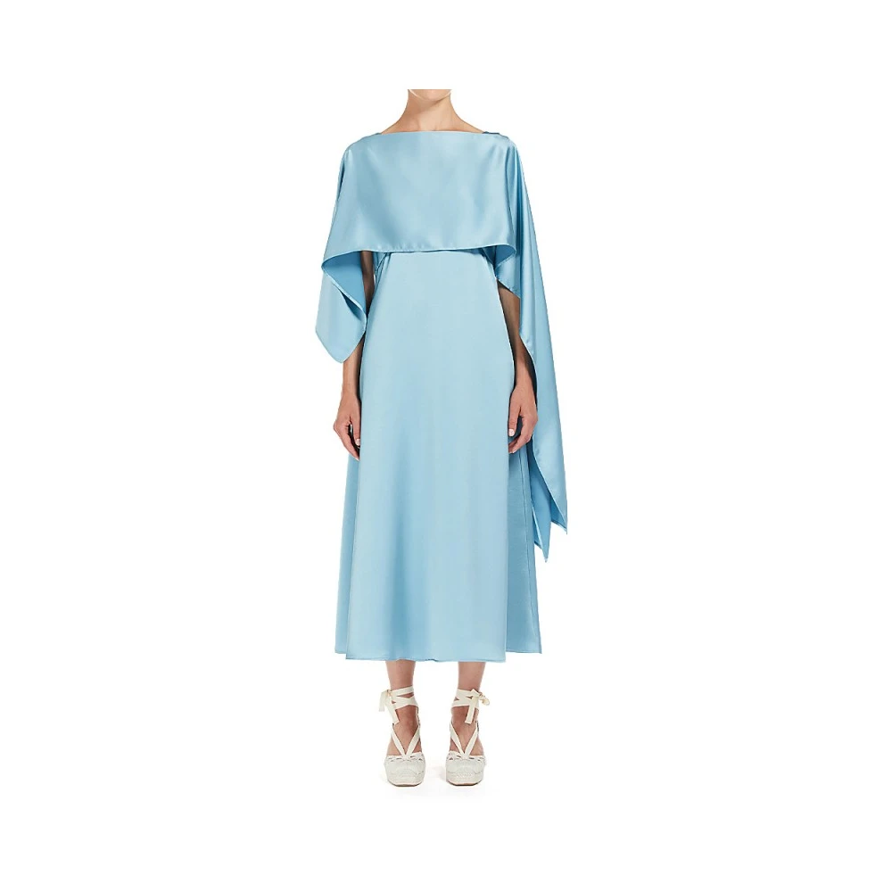 Max Mara Weekend Vloeibare Satijnen Jurk met Stola Gambero Blue Dames