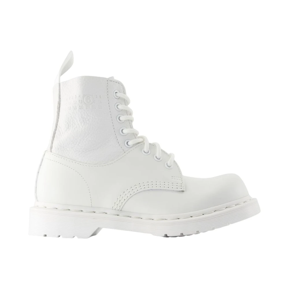 Mm6 Maison Margiela Botines Blancos De Cuero Puntera Redonda Shoes Mujer Blanco 39 Eu Botines Blancos De Cuero Puntera Redonda