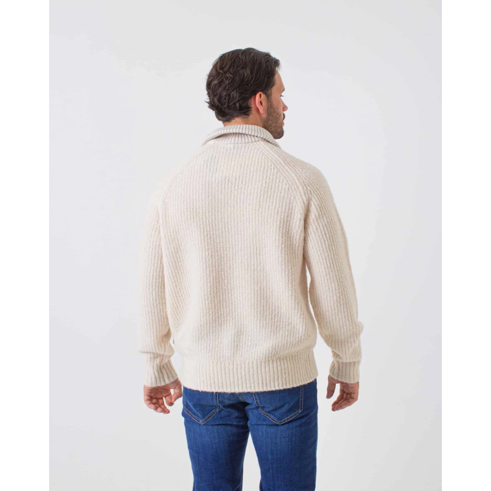 Boss Half Zip wollen trui Ebrezzo White Heren