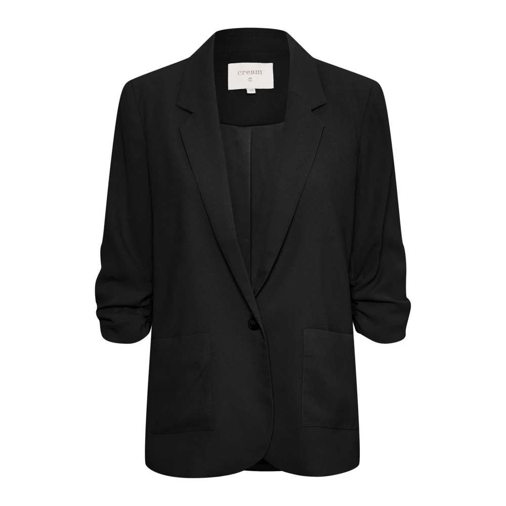 Cream Black Blazers, Female, Xl, Pitch Blazer With ¾ Sleeves