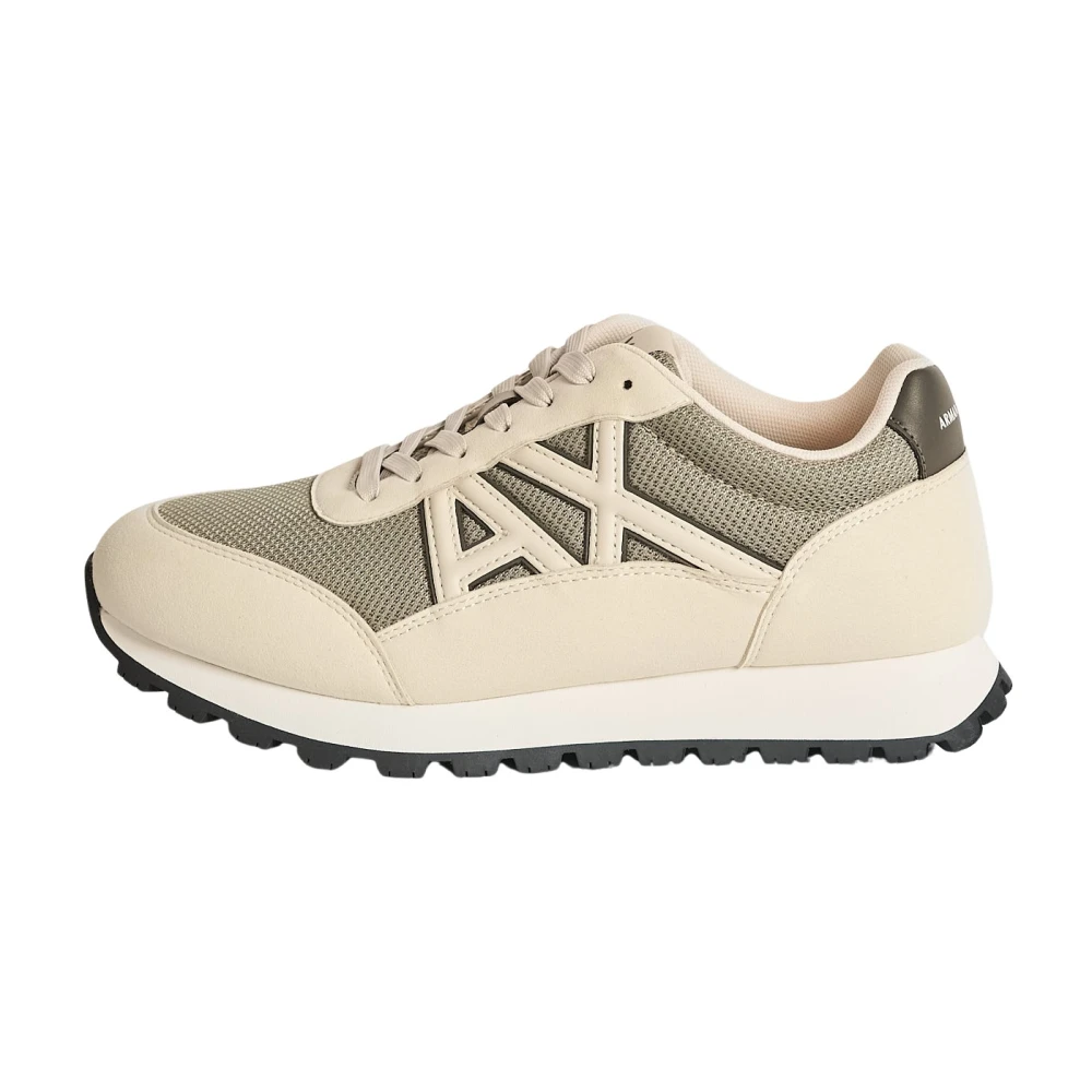 Armani Exchange Homme Beige Chaussures, Taille: 43 Eu Baskets Avec Logo Contrastant