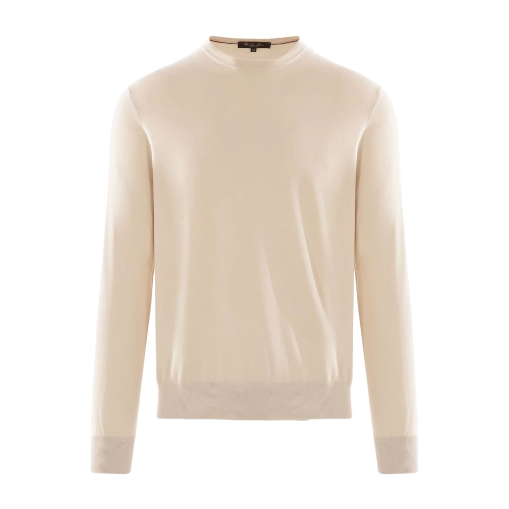 Loro Piana Winter Sand Katoenen Trui White Heren