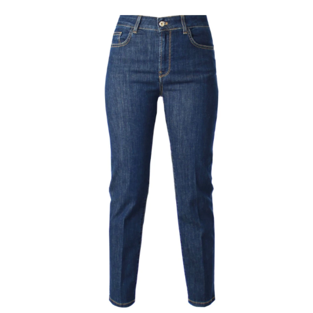 Kocca Women's Blue Dark Denim Trousers With Highlighted Stitching - Slim Fit Jeans - W26 - Jeans