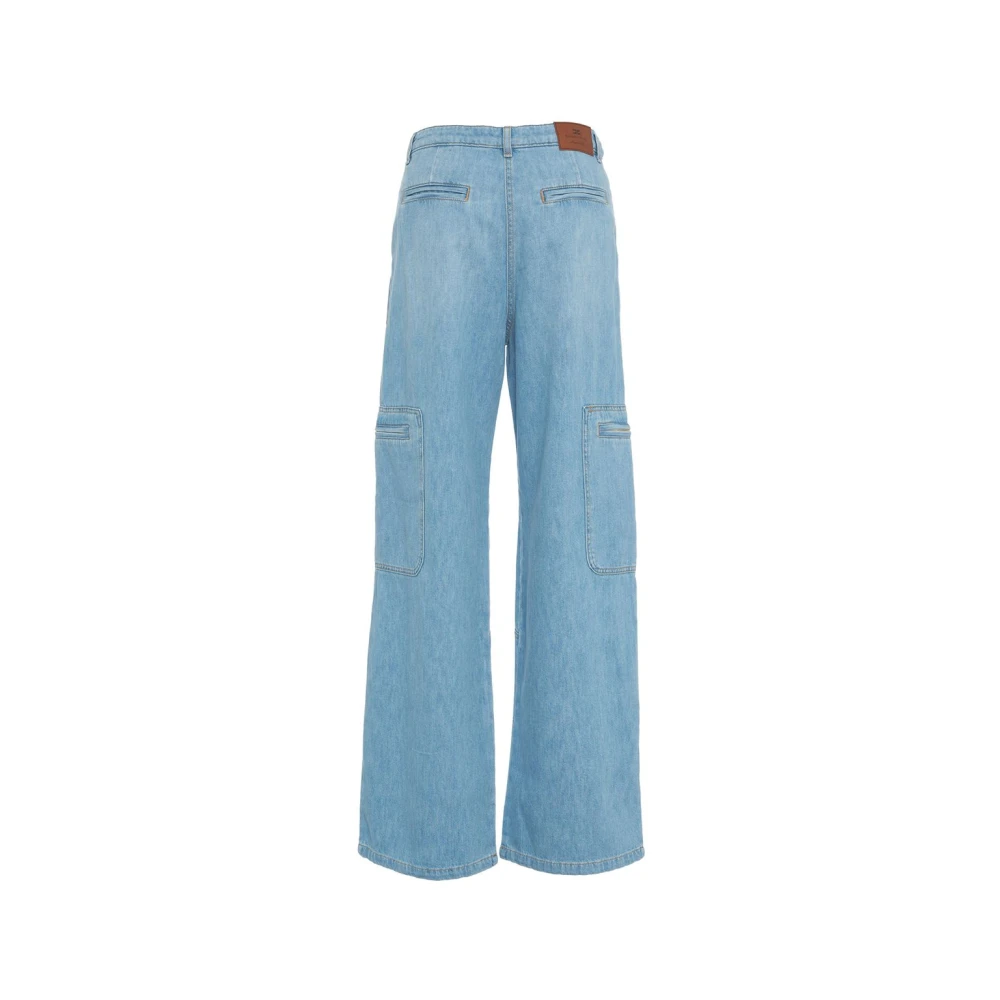 Elisabetta Franchi Blauwe Wide Leg Cargo Pocket Jeans Blue Dames