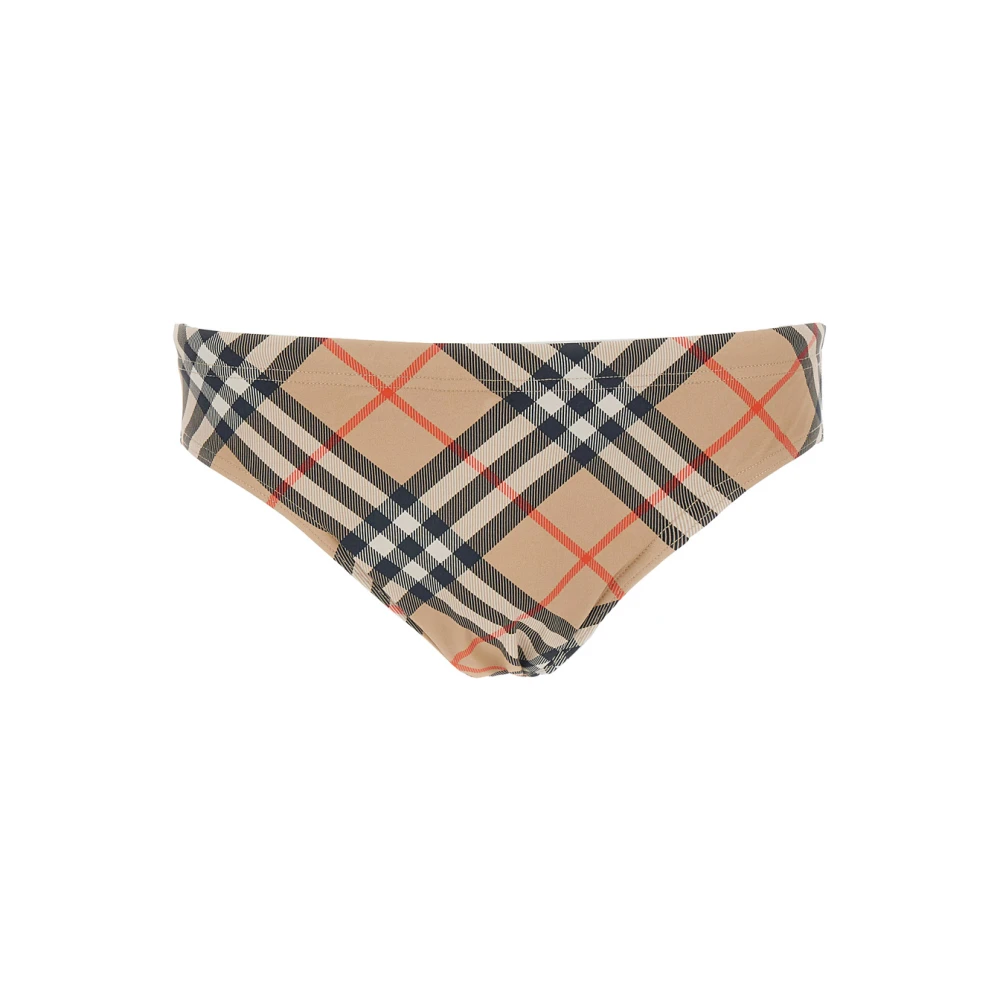 Burberry Beige Check Motif Speedo Kleding Beige Heren