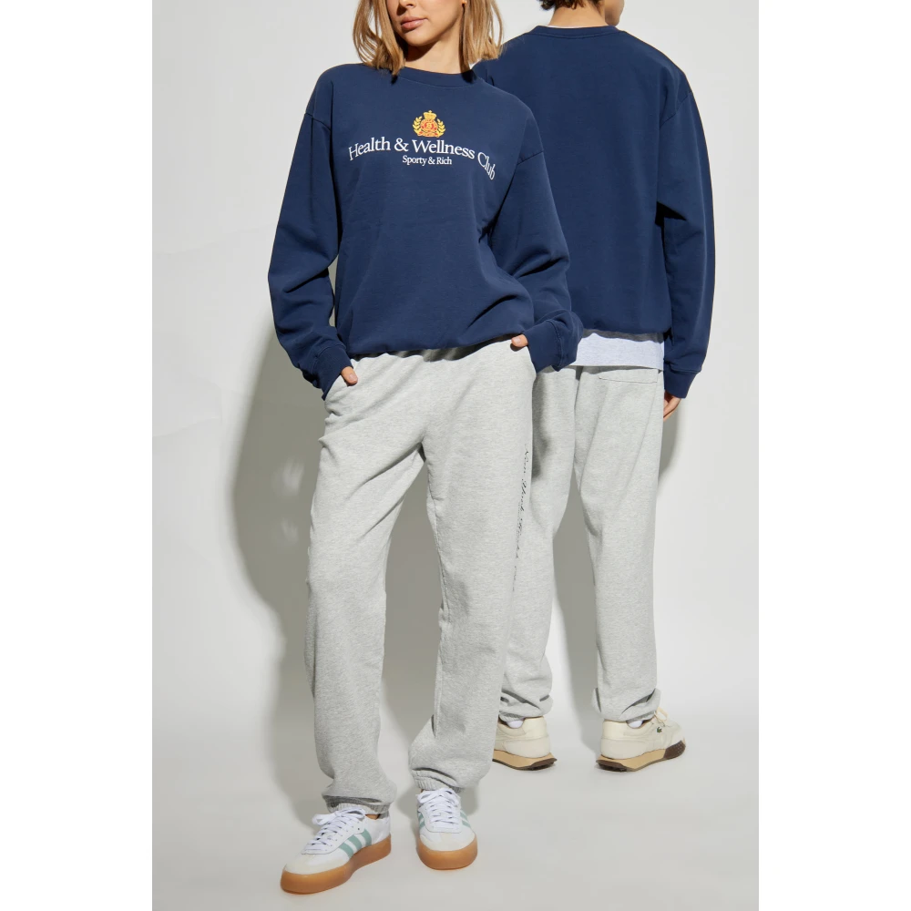 Sporty & Rich Sweatshirt uit de NY Crest collectie Blue Unisex