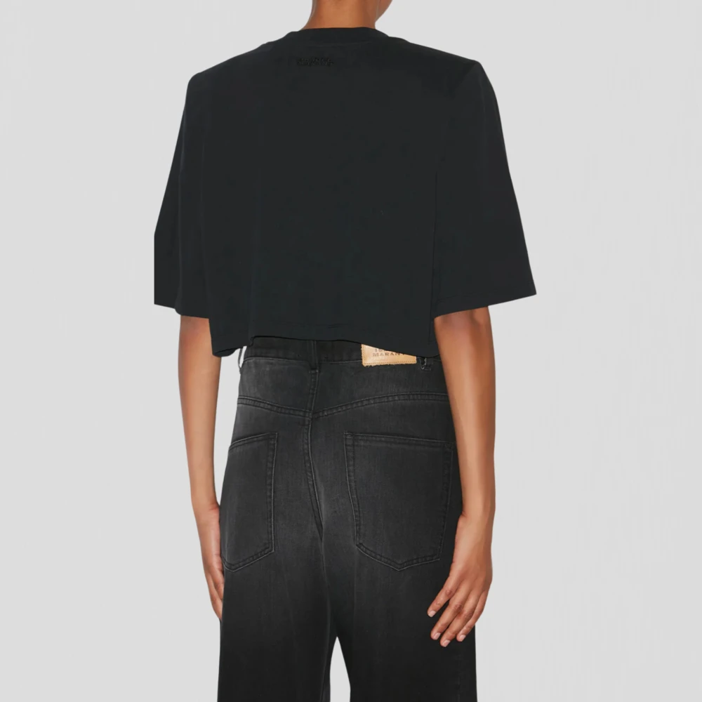 Isabel marant Zwart Katoenen T-shirt met Gewatteerde Schouders Black Heren