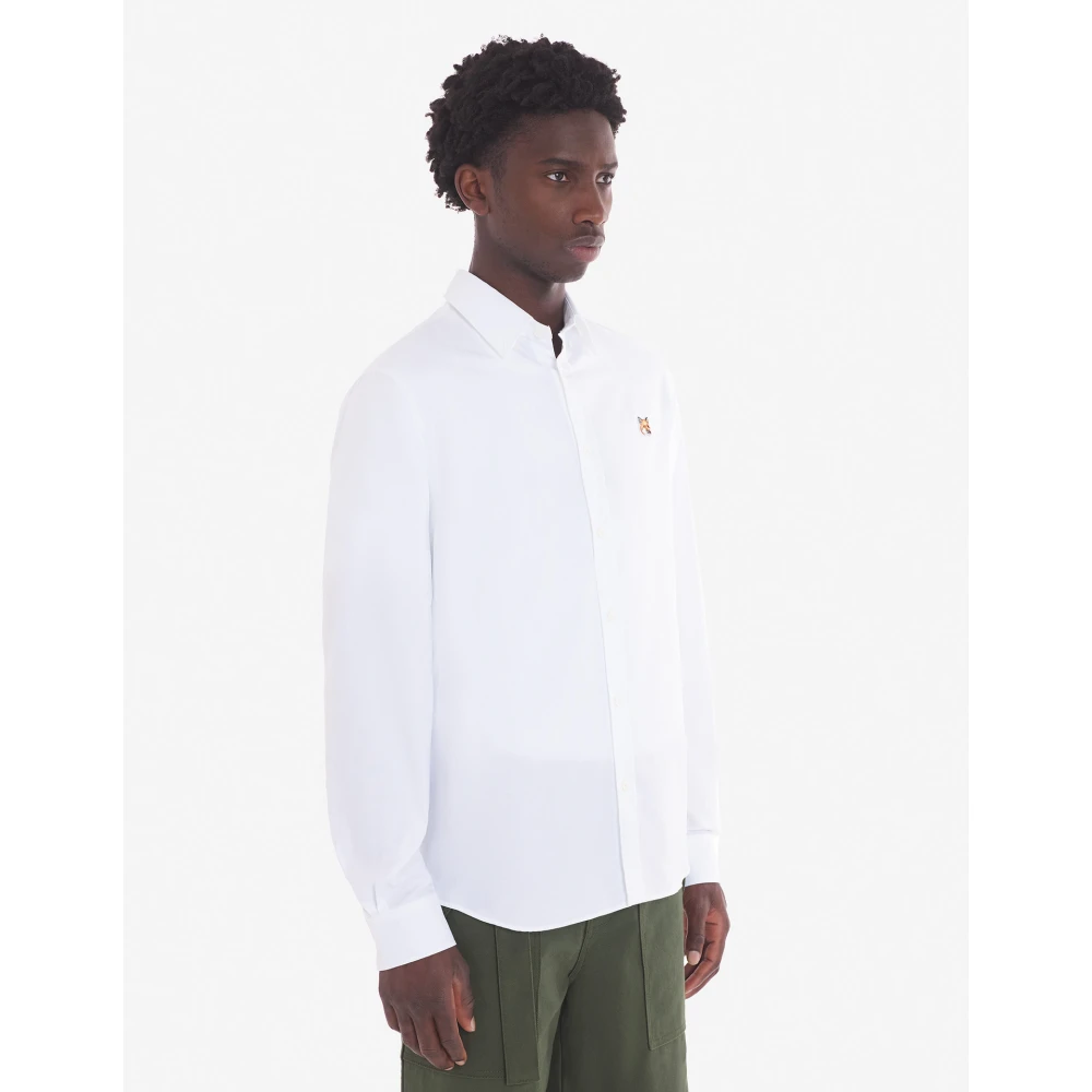 Maison Kitsuné Klassieke Button-Down Overhemd White Heren