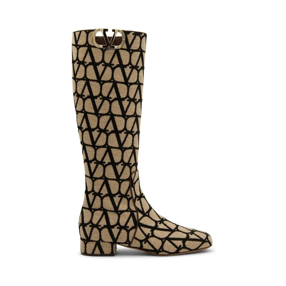 Valentino Garavani Women's Beige Canvas High Heel Boots
