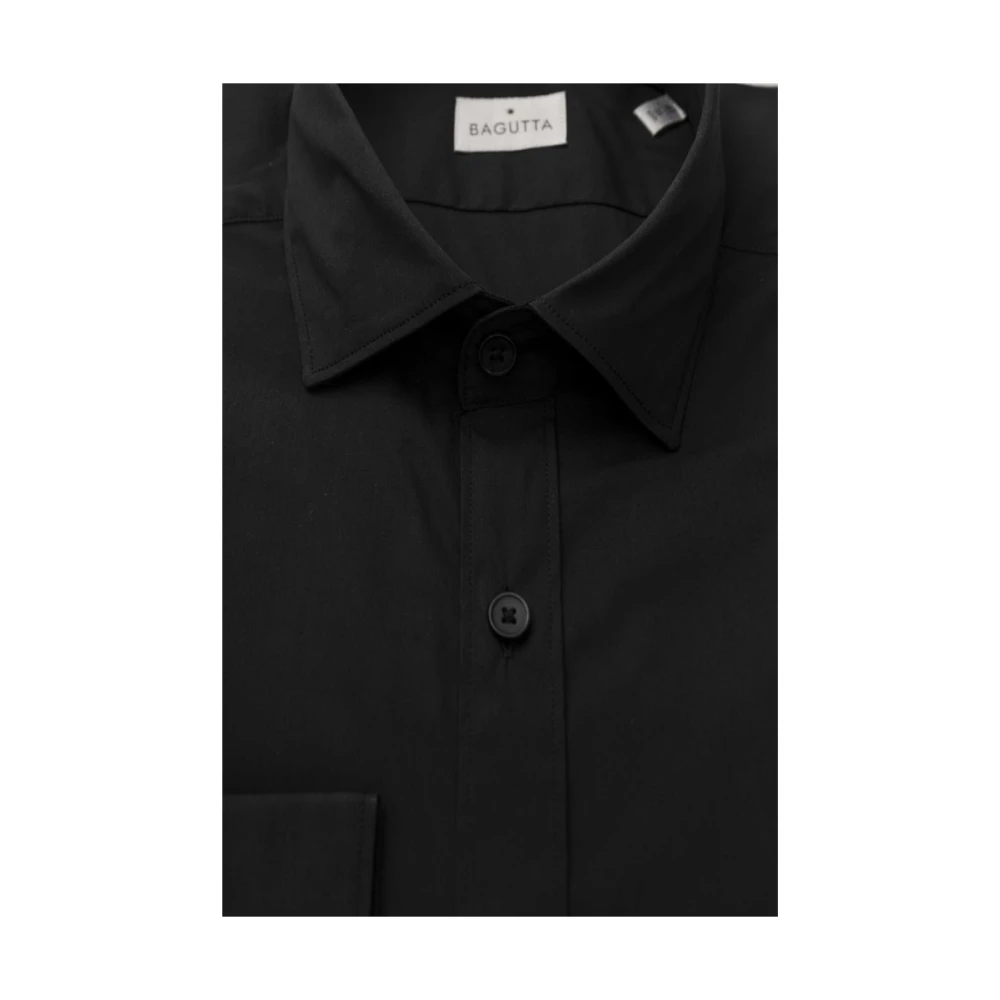 Bagutta Elegant Slim Fit French Collar Shirt Black Heren