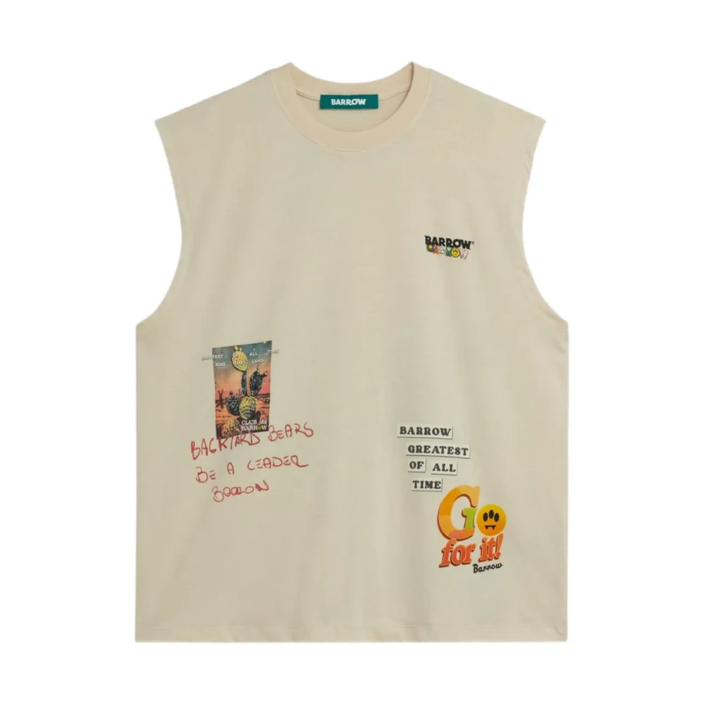 Barrow Beige Sleeveless Tops, Male, S, Jersey Sleeveless