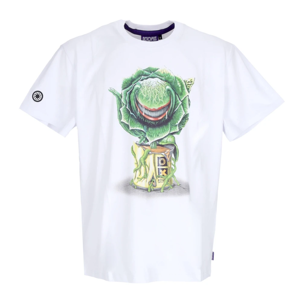Octopus Witte Heren Tee met Feed Mee Print White Heren