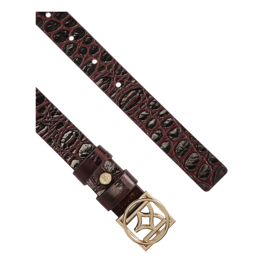 Kazar Donkerrood reliëfpatroonriem met monogramgesp Brown Dames
