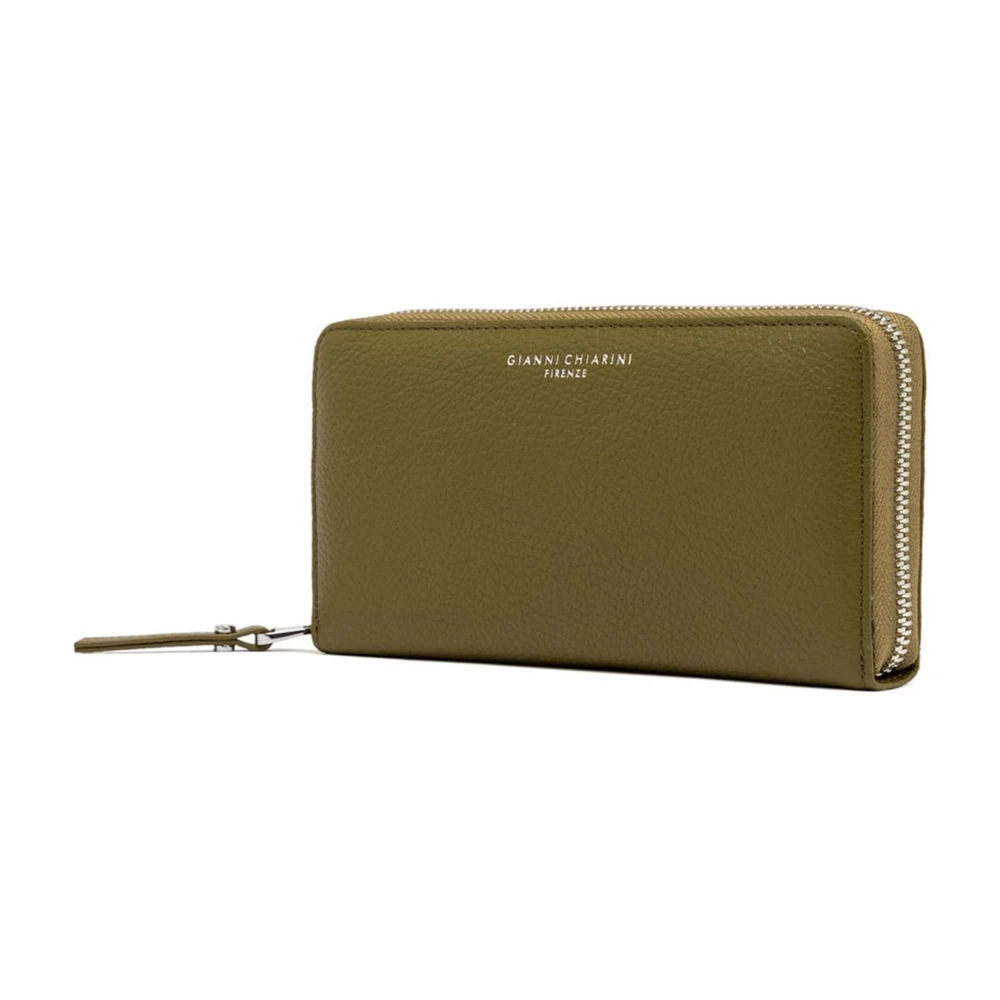 Gianni Chiarini Groene leren portemonnee met ritssluiting Green Dames