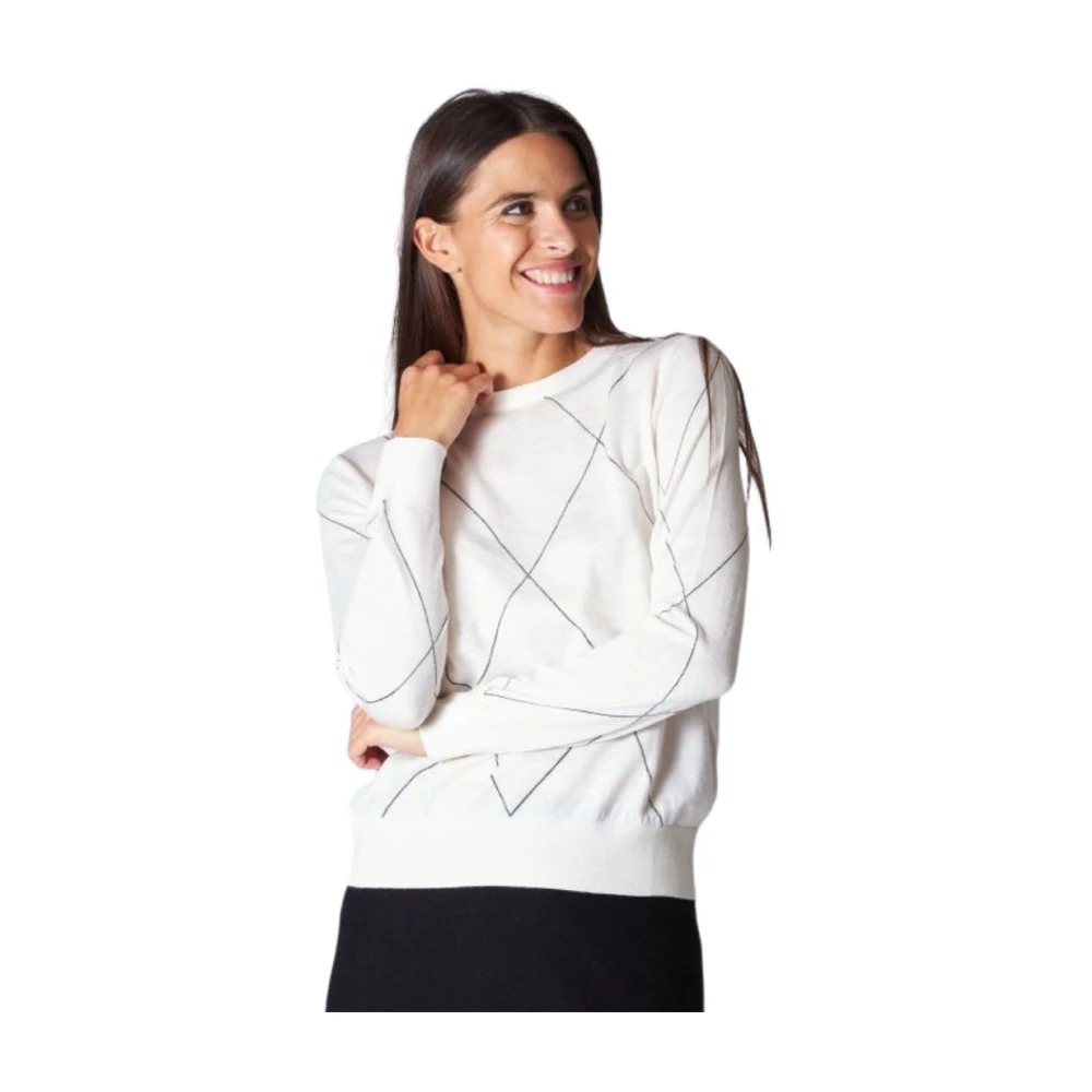 Liviana Conti Witte Trui met Diamantpatroon White Dames