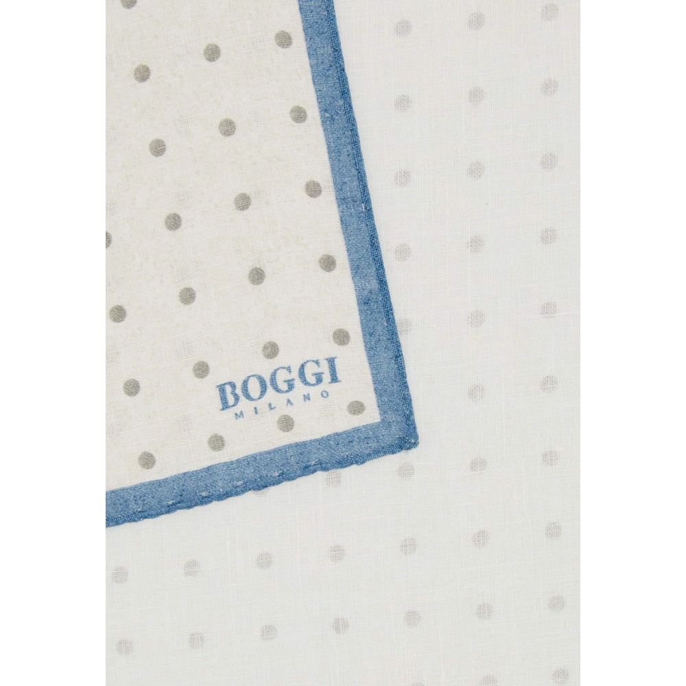 Boggi Milano Polka Dot Linnen Zakdoek Beige Heren