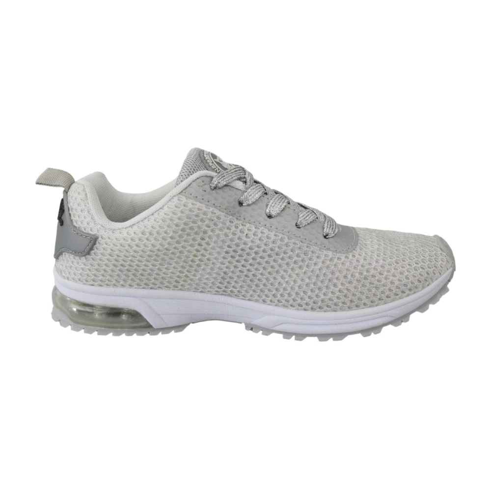 Plein Sport Women's Gray Running Shoes, 3 Uk, Silver Glitter Mesh Sport Trainers