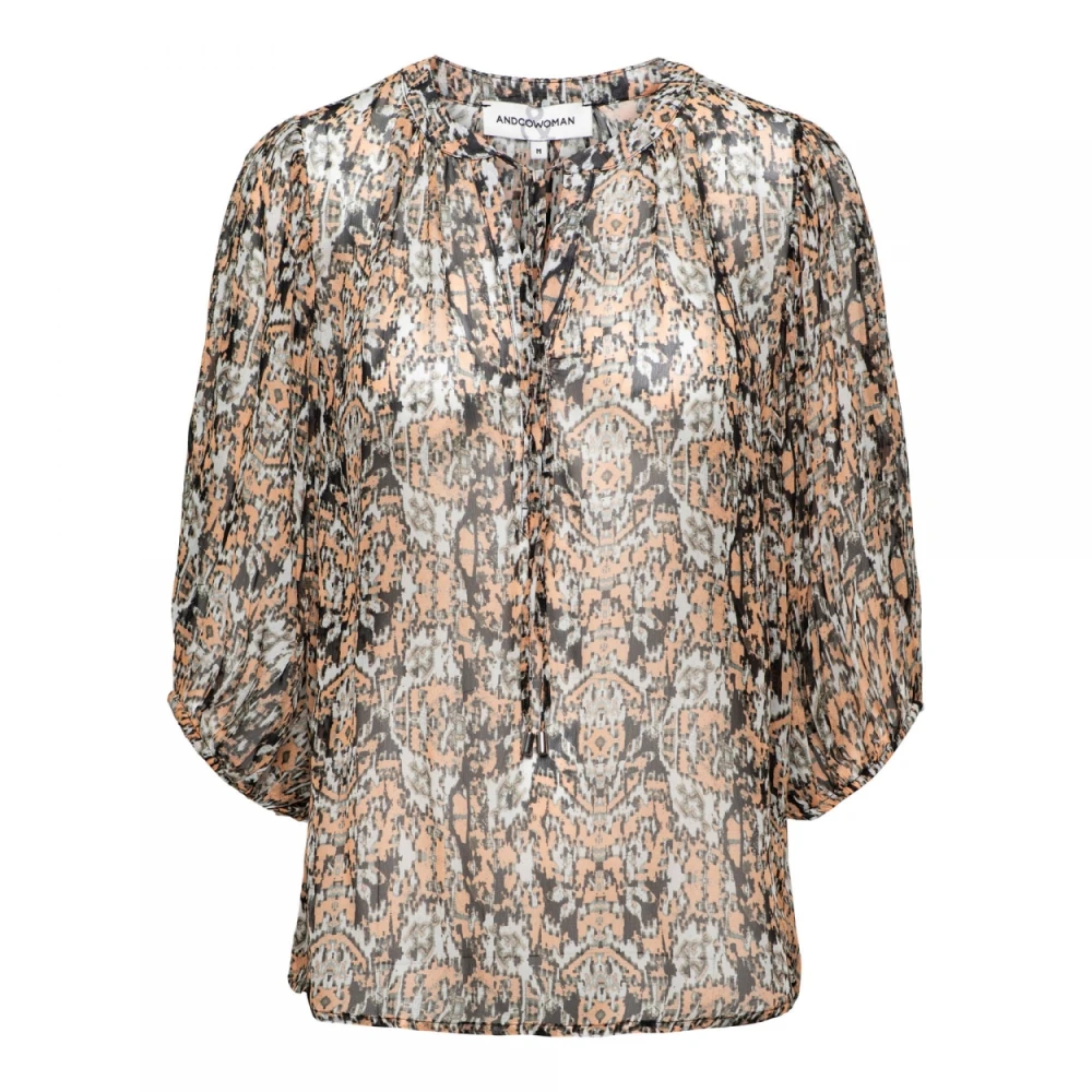 &Co Woman Feminine Blousetop met Ronde Hals Multicolor Dames