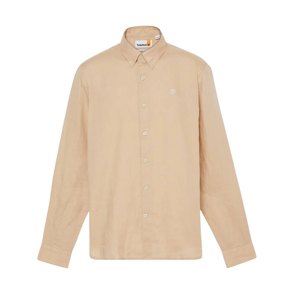 Timberland Men's Beige Slim Linen Shirt - Casual Shirts - L - Shirts