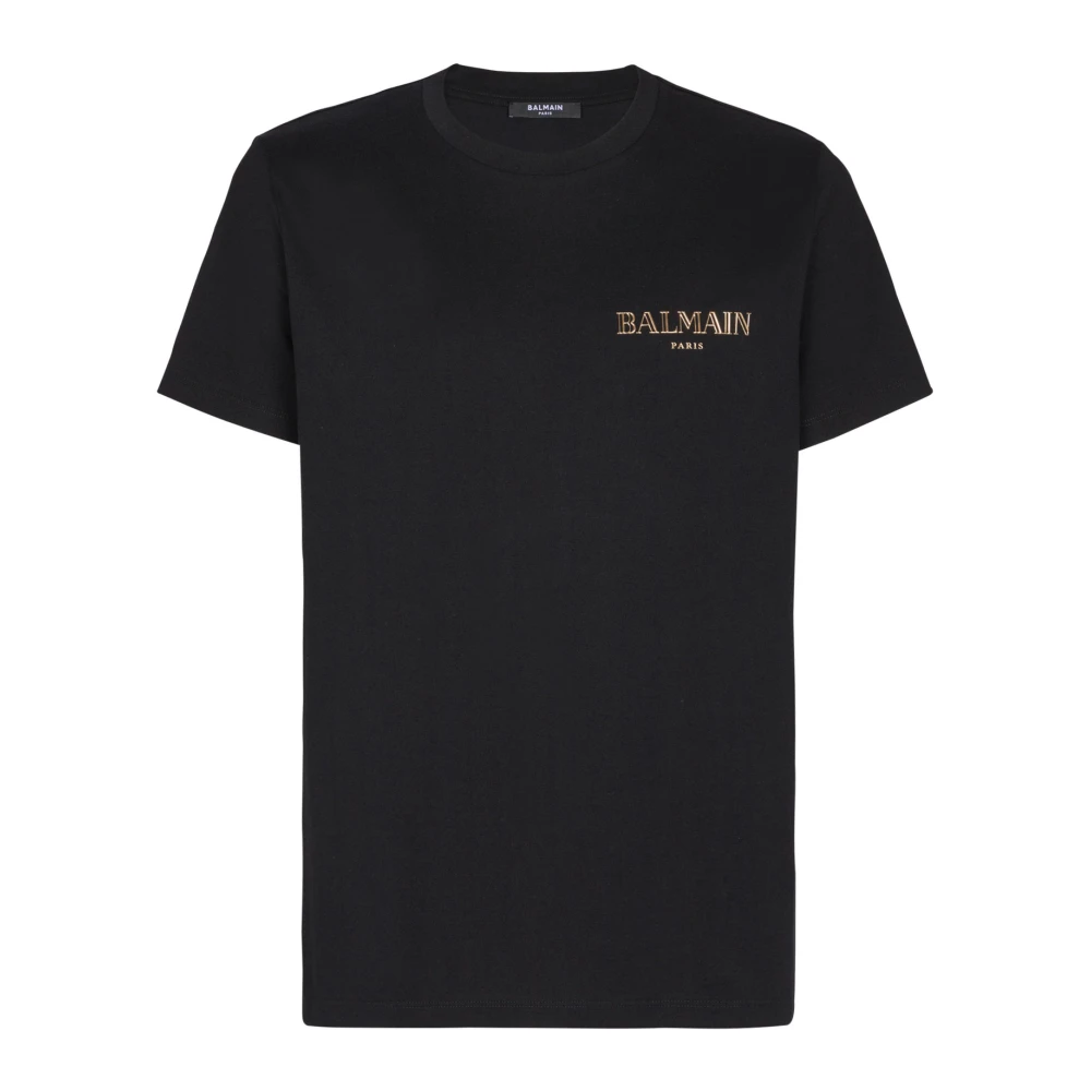 Balmain Black T-Shirt With Vintage Gel Logo - Male - T-Shirts - S - Tops