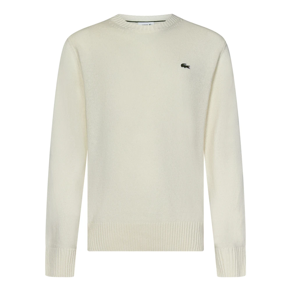 Lacoste Witte wollen trui met ronde hals Beige Heren