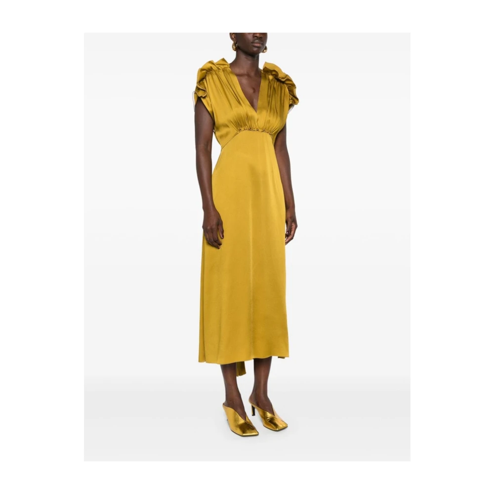 Victoria Beckham Gouden Lange Jurk Yellow Dames
