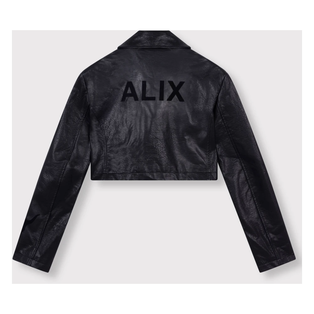 Alix The Label Faux Leather Blouse met Lange Mouwen Black Dames
