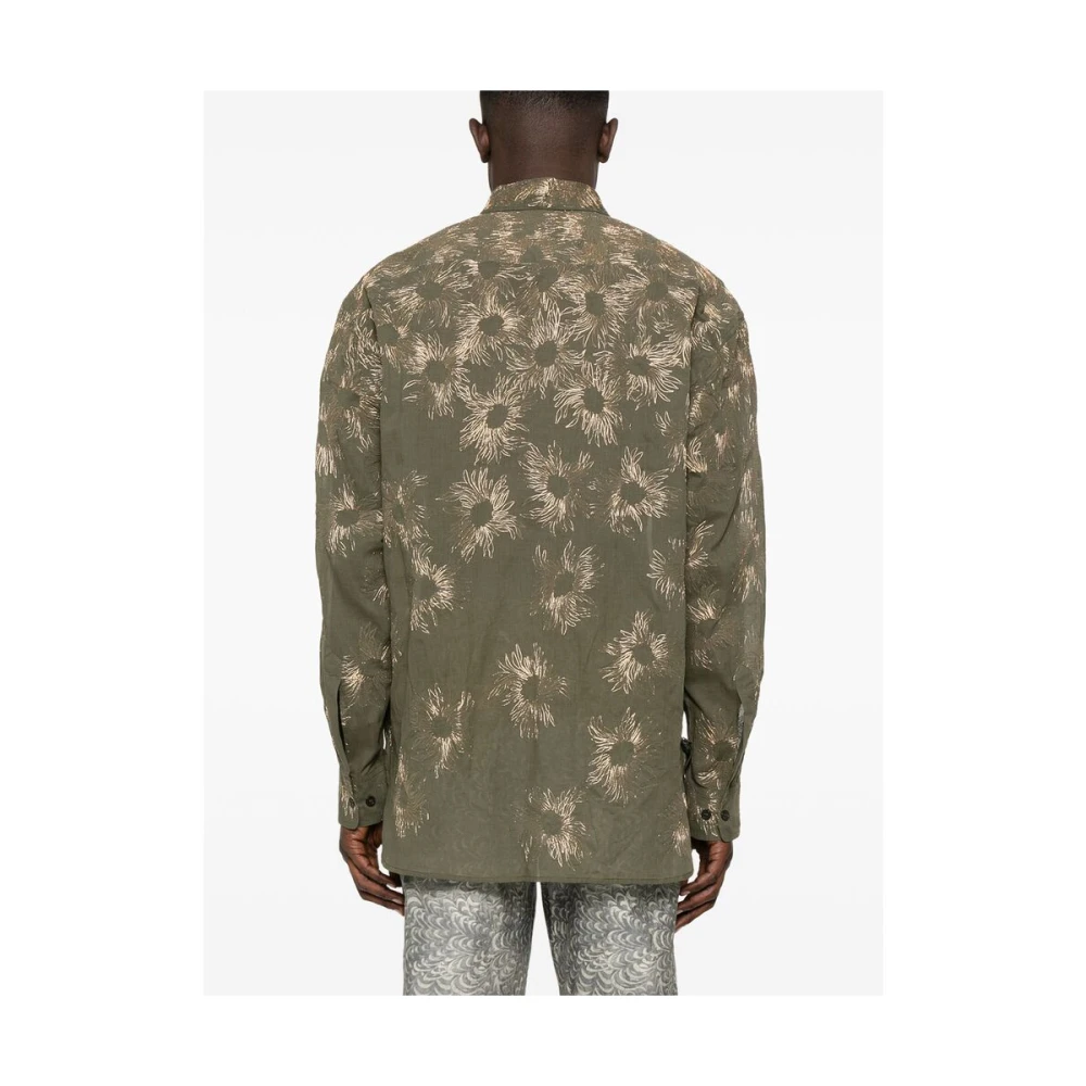 Dries Van Noten Khaki Overhemd met 3D Details Green Heren