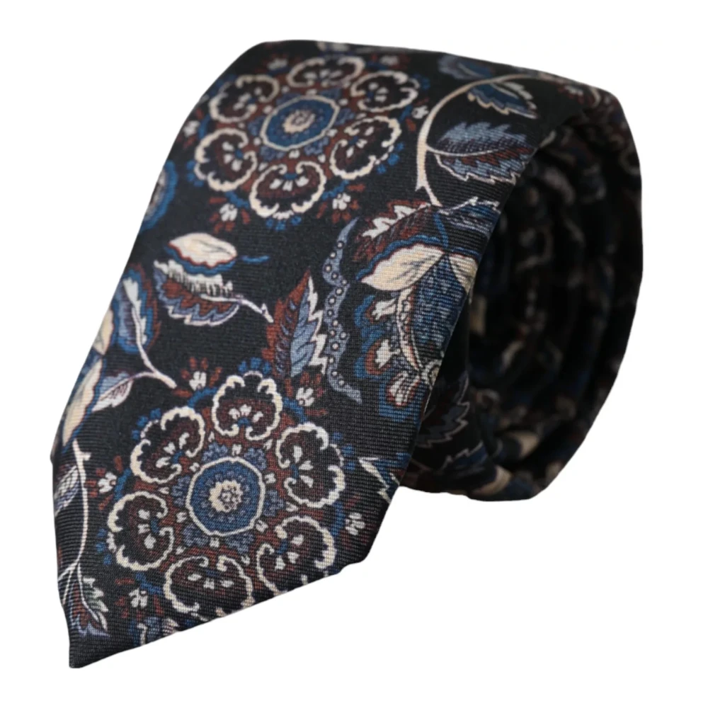Dolce & Gabbana Zwarte zijden stropdas met bloemenpatroon Multicolor Heren