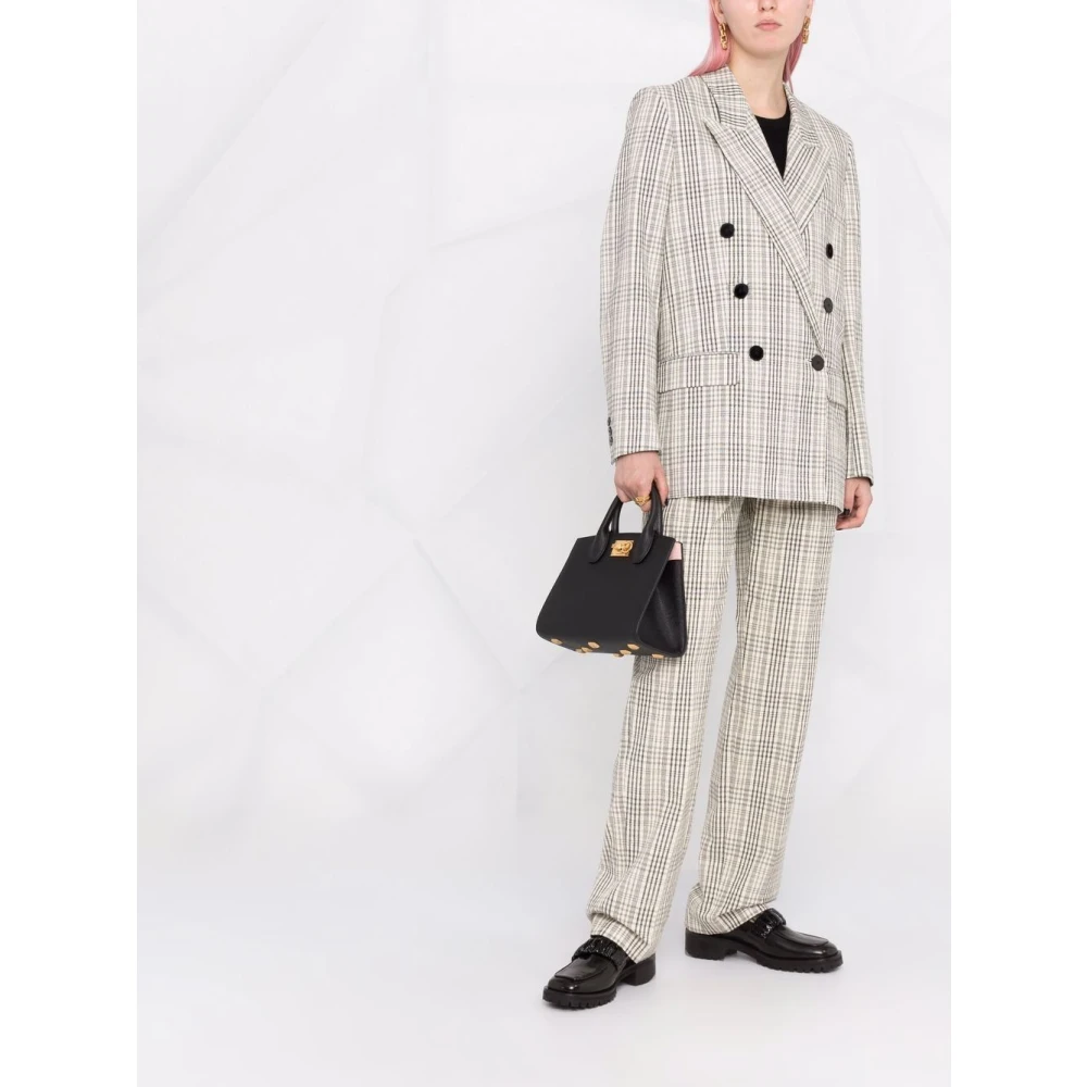 Salvatore Ferragamo Mini Leren Handtas Gehamerd Patroon Black Dames