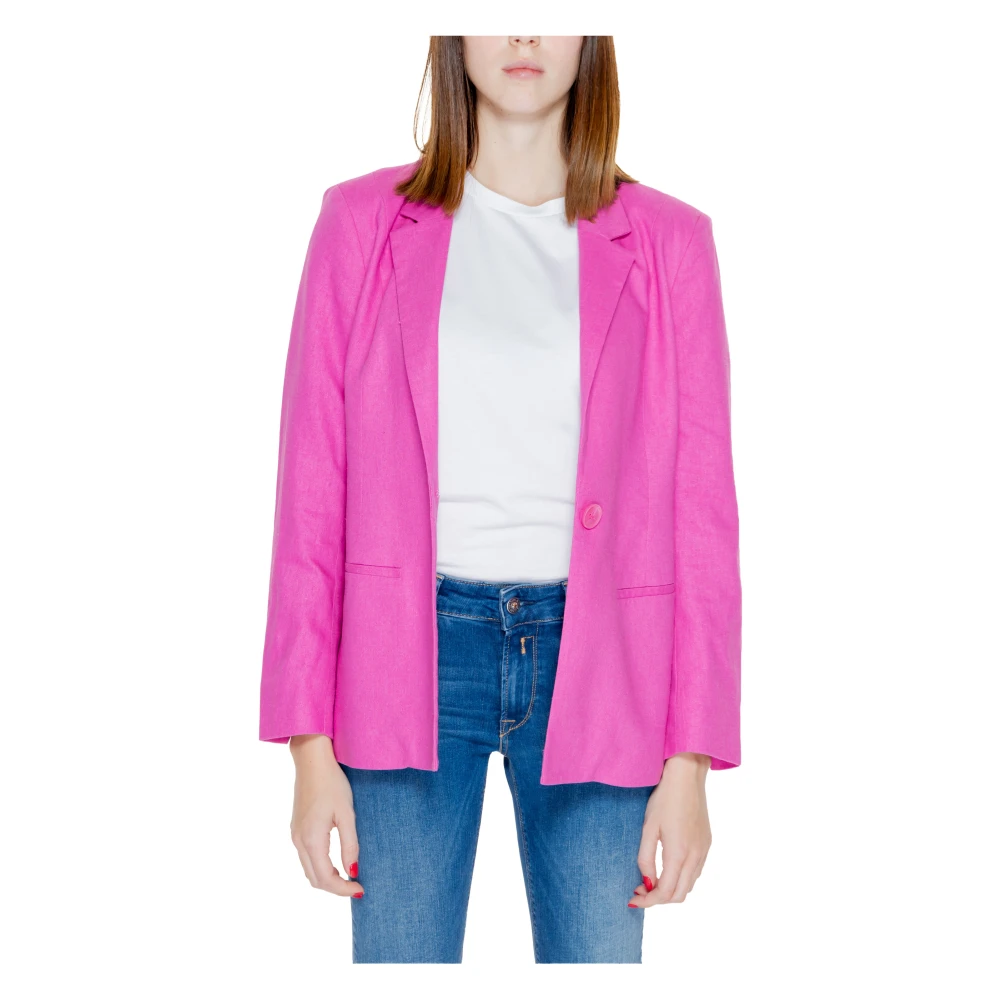 Only Linnen Blazer Damesjas Lente Zomer Pink Dames