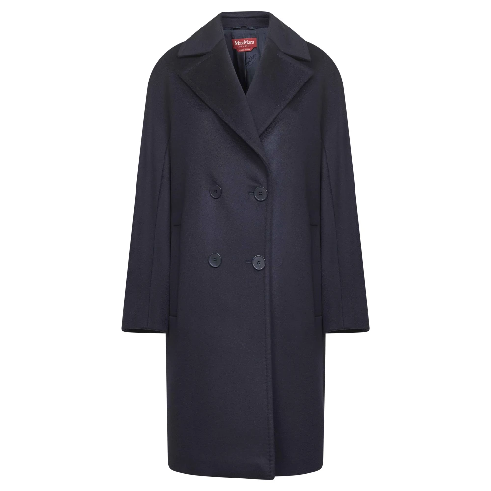 Max Mara Studio Blue Agenda Coat - Female - Double-Breasted Coats - S - Coats