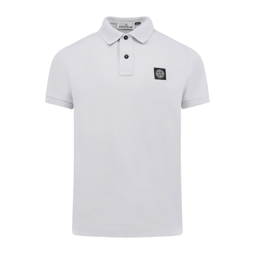 Stone Island Men's Blue Polo Shirts, Xl, Polo Shirt With Logo Patch