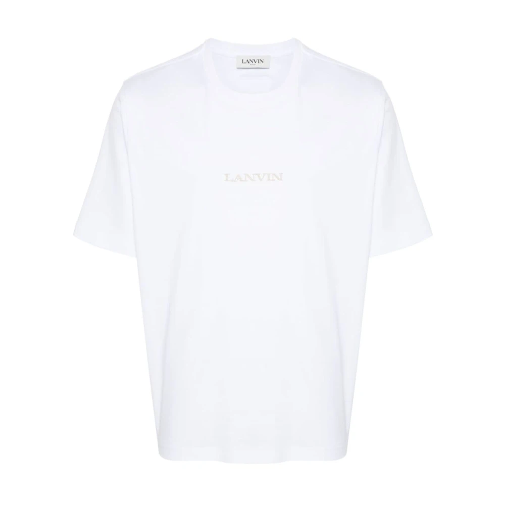 Lanvin Witte Katoenen Jersey Geborduurd T-shirt White Heren