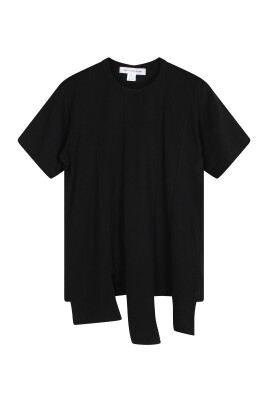 sort-bomuld-asymmetrisk-hem-t-shirt