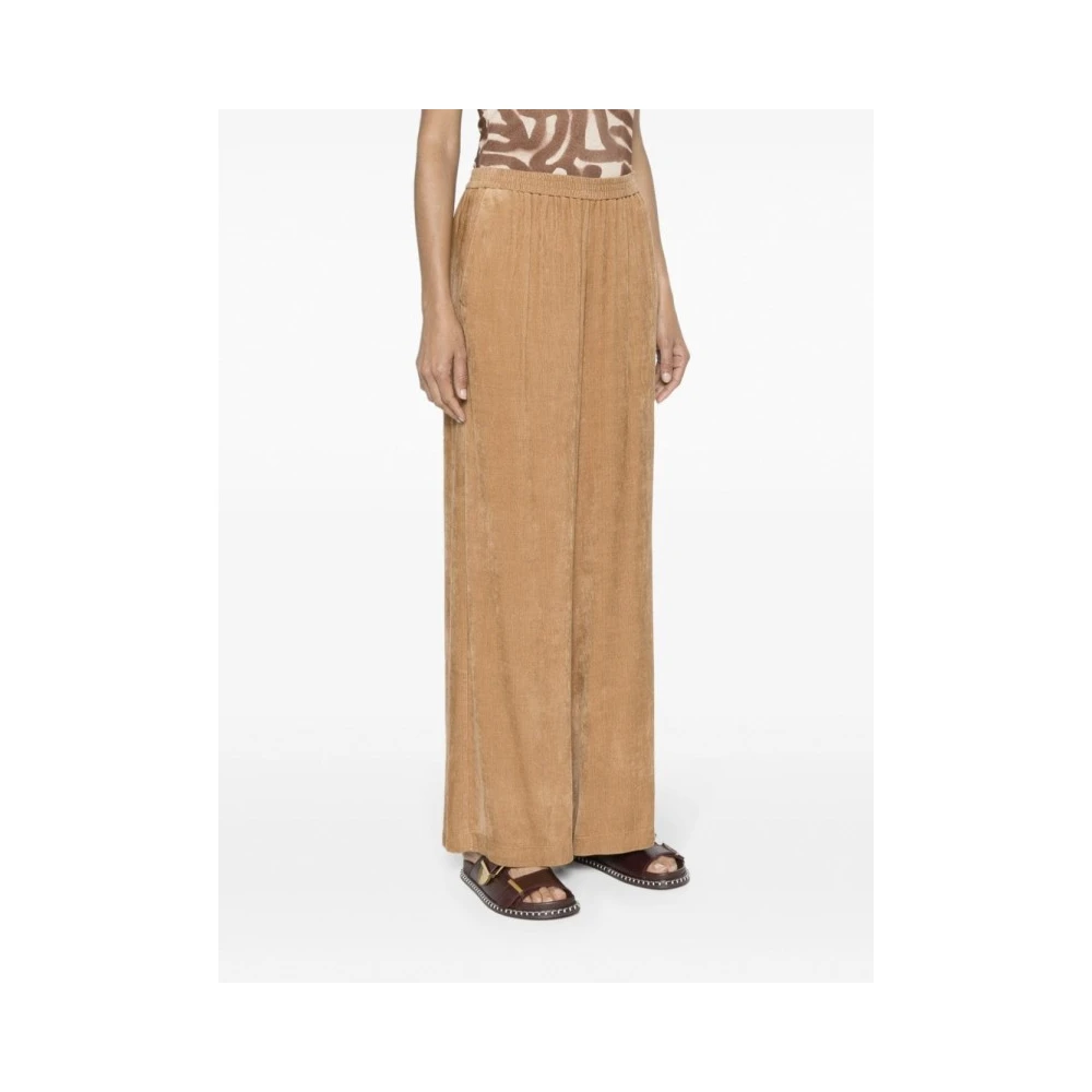 Forte Velvet Palazzo Broek met Wijde Pijpen Brown Dames