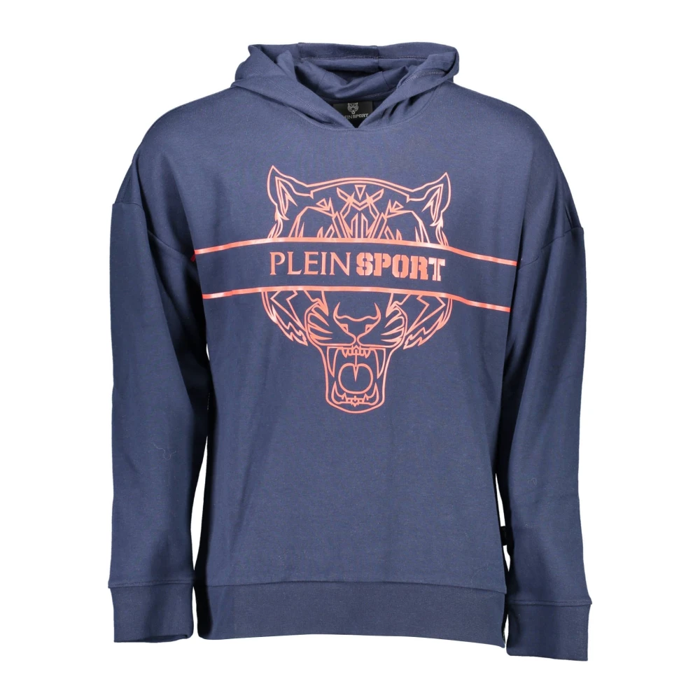 Plein Sport Men's Blue Cotton Hooded Sweater With Print