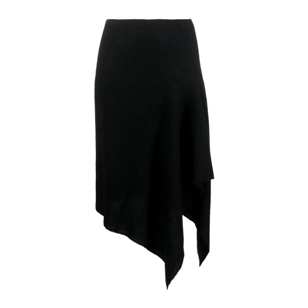 Dries Van Noten Svart Asymmetrisk Fåll Midi Kjol